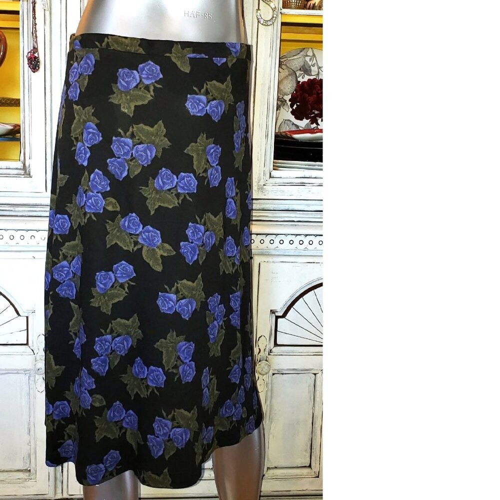 $SOLD$ Betsey Johnson Dress Skirt Vintage New York 90s Rose Floral Wool Angora M - Picture 3 of 8